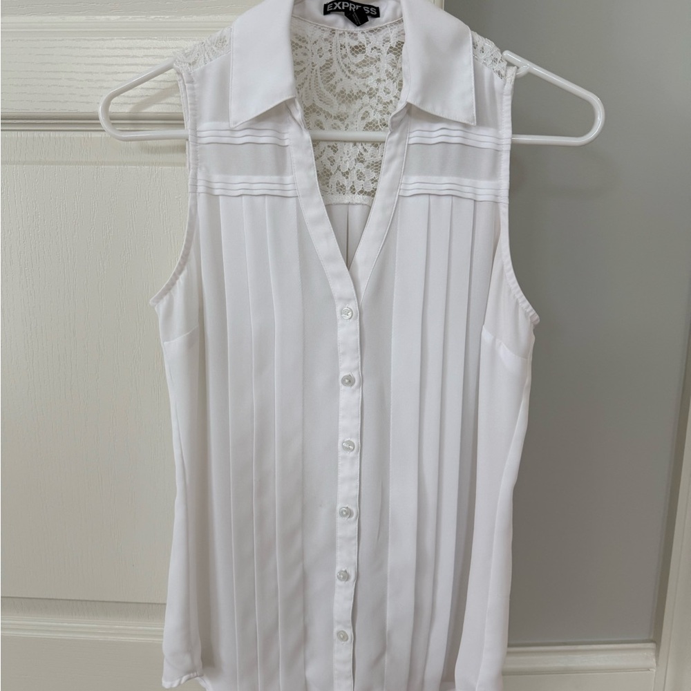 Express Women's White Lace Detail Blouse